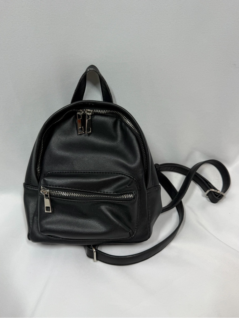 Black Mini Backpack Vegan Faux Leather